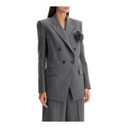 Giuseppe Di Morabito Rose Pin Double-Breasted Ull Blazer Gray, Dam