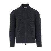 Paolo Pecora Antracit Ull Bomber Cardigan Gray, Herr