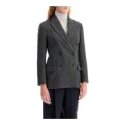 Brunello Cucinelli Ull Carded Techno Jacka Gray, Dam