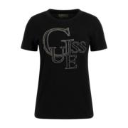 Guess Front Logo Stud T-shirt Dam Black, Dam