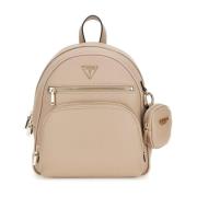 Guess Taupe Ryggsäck med Flera Fack Beige, Dam