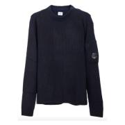 C.p. Company Lambswool Crewneck Sweater med Ciniglia Detalj Blue, Herr