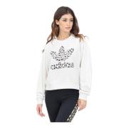 Adidas Originals Leopard Print Crewneck Sweater White, Dam