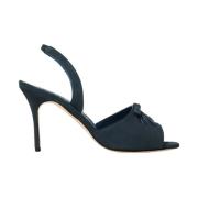 Manolo Blahnik Mocka Stilett Sandaler Amelie Blue, Dam