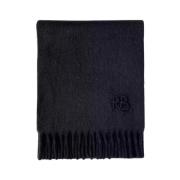 Ruslan Baginskiy Svart Logoscarf Fransad Ullblandning Black, Dam