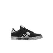 Philipp Plein Svarta Lo-Top Skull&Bones Sneakers Black, Herr