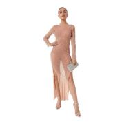 Santa Brands Rosa Mesh Diamonds Maxi Klänning Pink, Dam