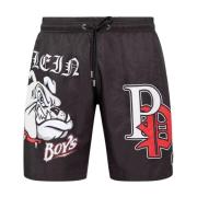 Philipp Plein Svarta Bulldog Badshorts Black, Herr