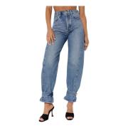 Agolde Klassiska Wide Leg Blå Jeans Cleo Blue, Dam