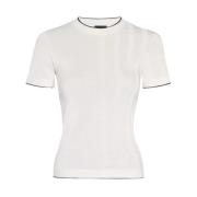 Jacquemus Vit Stickad T-shirt med 'J' Krok White, Dam