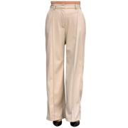 Emma&Gaia Wide Trousers Beige, Dam