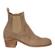 Elia Maurizi Sand Mocka Ankelboot med Elastik Beige, Dam