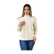 Emma&Gaia Round-neck Knitwear White, Dam