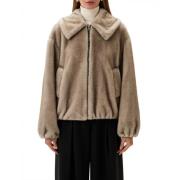 Actitude Ivory Ekologisk Fuskpäls Cropped Jacka Beige, Dam