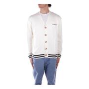 Guess Vit Cardigan Tröja Logo Fram Knapp White, Herr