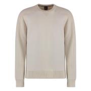 Hugo Boss Räfflad crew-neck tröja i bomullsblandning Beige, Herr