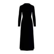 Ralph Lauren Svart midi sammet klänning Black, Dam