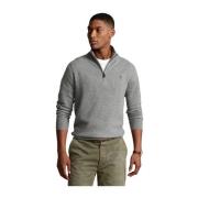 Ralph Lauren Lyxig Wool Quarter-Zip Sweater Gray, Herr