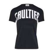 Jean Paul Gaultier Svart Logotyp T-shirt Slim Fit Black, Dam