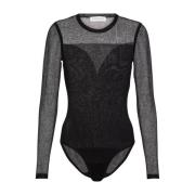 Nina Ricci Genomskinlig hjärtformad halsringning svart bodysuit Black,...