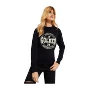 Golden Goose Svart Athena Logo Sweatshirt Black, Dam