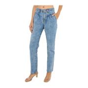 One Teaspoon Blå Marmor High Waist Jeans Blue, Dam