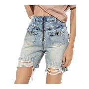 One Teaspoon High Waist Bridgette Denim Shorts Blue, Dam