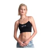 One Teaspoon Svart String Back Top Boxer Black, Dam