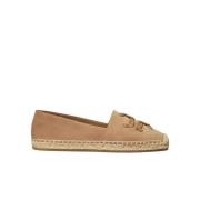 Tory Burch Beige Mocka Espadriller med Double T Logo Brown, Dam