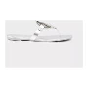 Tory Burch Silver Flip Flops Stilren och Bekväm Gray, Dam