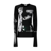 Sportmax Cyber Effekt Svart Vit Bodysuit Black, Dam