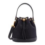 Tory Burch Monogram Canvas Bucket Väska Black, Dam