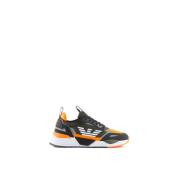 Emporio Armani EA7 Svart Orange Sneaker 2023 Kollektion Black, Herr