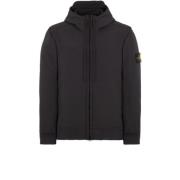 Stone Island Svart Lättvikts Huva Prestationsrock Black, Herr