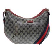 Gucci Vintage Pre-owned Belagd canvas axelremsvskor Gray, Dam