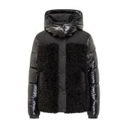 Moncler Kort pufferjacka med fårskinn Black, Dam