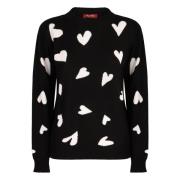 Max Mara Studio Fantasy Hearts Ulltröja Black, Dam