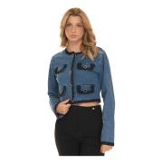 Liu Jo Kort Chanel-stil jacka med Lurex Blue, Dam