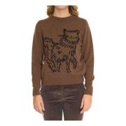 Max Mara Weekend Djurmönstrad Pullover Tröja Brown, Dam