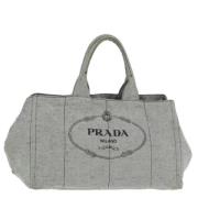 Prada Vintage Pre-owned Canvas handvskor Gray, Dam