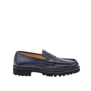 Testoni Courmayeur Loafer Grained Calf Blue, Herr