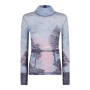 Maison Kitsuné Mesh High Neck Top Multicolor, Dam