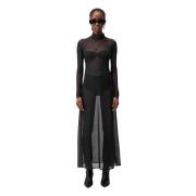 Undress Code Glittrande Svart Mesh Midi Klänning Black, Dam