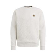 PME Legend Kabel Jacquard Crewneck Sweater White, Herr