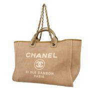 Chanel Vintage Pre-owned Canvas chanel-vskor Beige, Dam