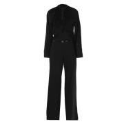 Gucci Svart ull jumpsuit med logotyp Black, Dam