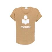 Isabel Marant Linne T-shirt med Logotyp Beige, Dam