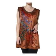 Dolce & Gabbana Kristallprydd Tanktop med Logga Brown, Dam