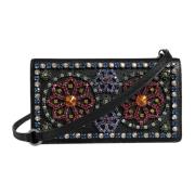 Dolce & Gabbana Kristall Rhinestone Crossbody Clutch Väska Black, Dam