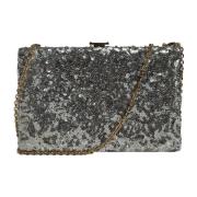 Dolce & Gabbana Paljetter Kväll Crossbody Väska med Guld Detaljer Gray...